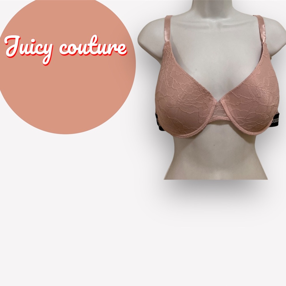 👑Juicy Couture lace-back logo pink bra